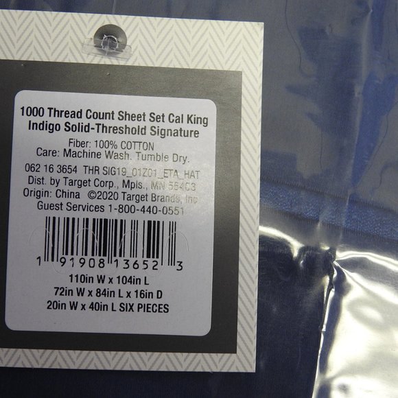 6pc 1000 Thread Count Solid Sheet Set Cali King - Picture 4 of 5